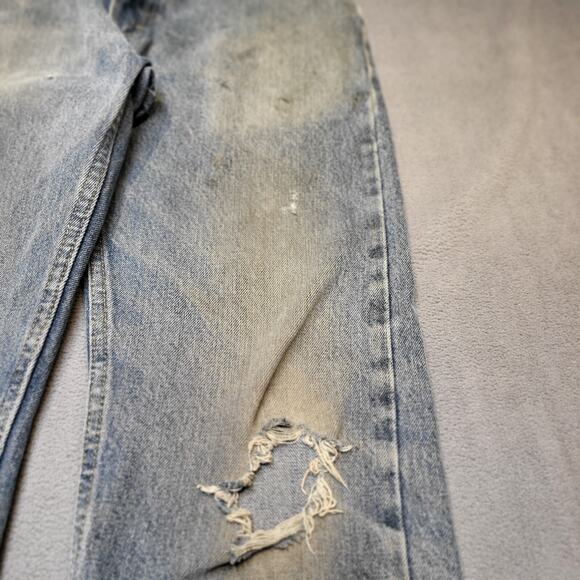 Wrangler Jeans Mens 30x31 Blue Straight Leg Distressed Denim Thrashed - Picture 6 of 12